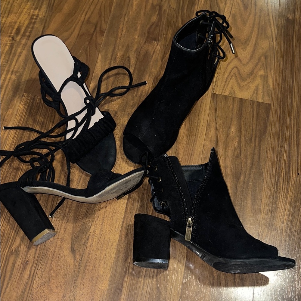 Black strappy /zip heels bundle
